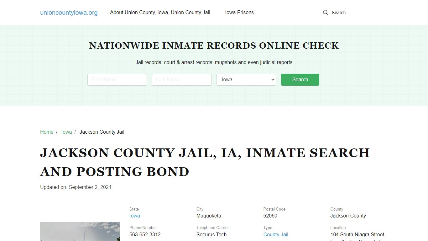 Jackson County Jail, IA, Inmate Search, Visitations