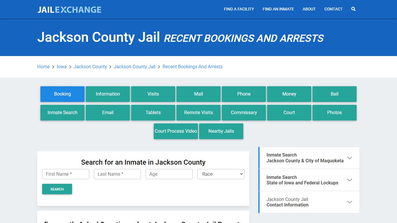 Jackson County Jail IA Recent Arrests and Bookings - Jail Exchange